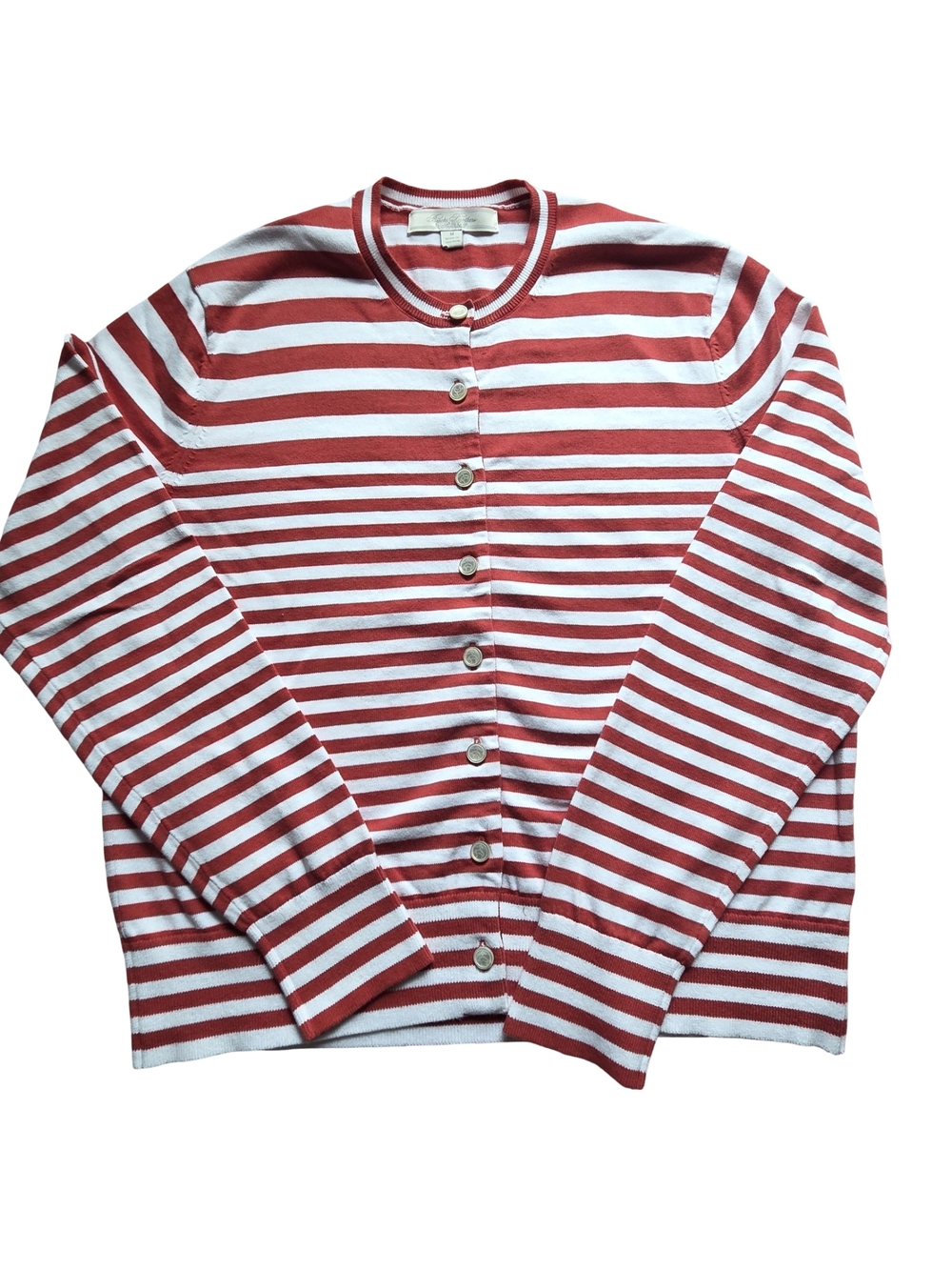 Brooks Brothers Red & White Striped Button Cardigan
